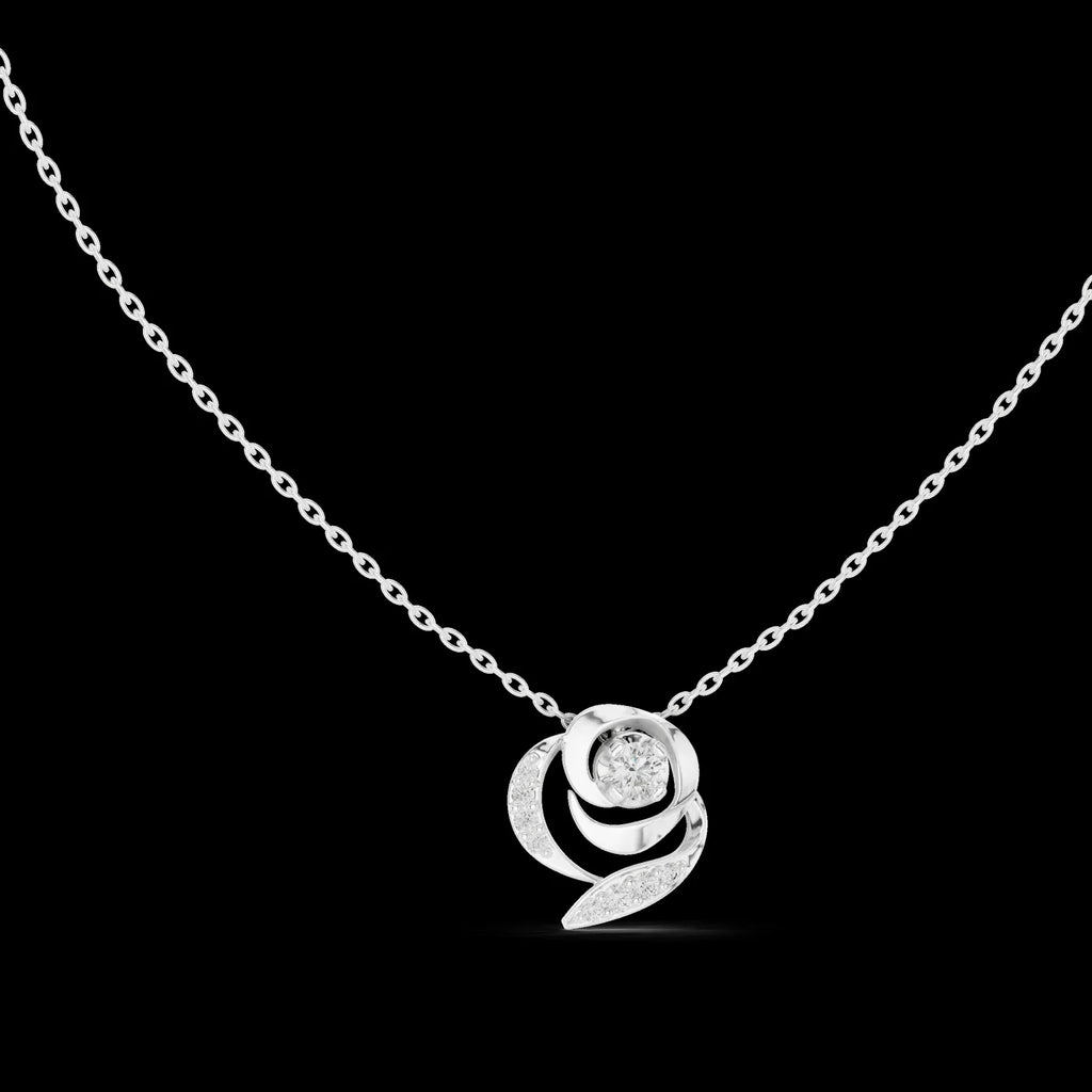 Silver Rose Gold Plated Diamond Pendant Necklace Luxury Engagement Wedding Party Jewelry Sparkling Diamond Women