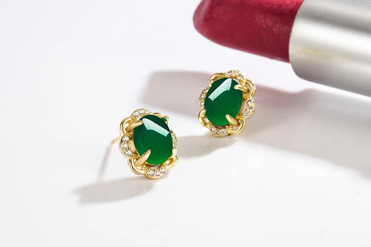 DIWENFU 10K Gold Emerald Jewelry Earrings for Women Cushion Bohemia Aretes De Mujer Bizuteria Green Topaz Stud Earrings Girls