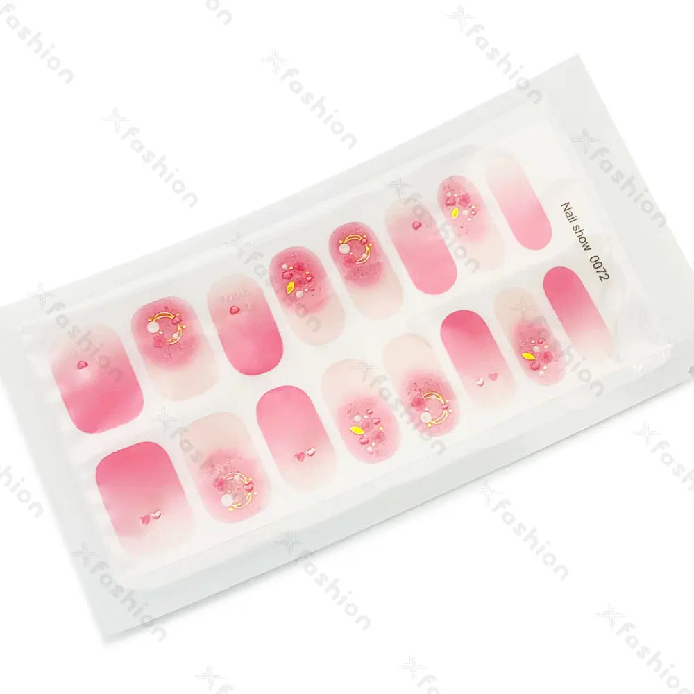 Hot Sale 16 Tips Solid Color Semi-Cured Gel Nail Stickers UV Light Durable Waterproof Long-Lasting Gel Nail Stickers Wholesale