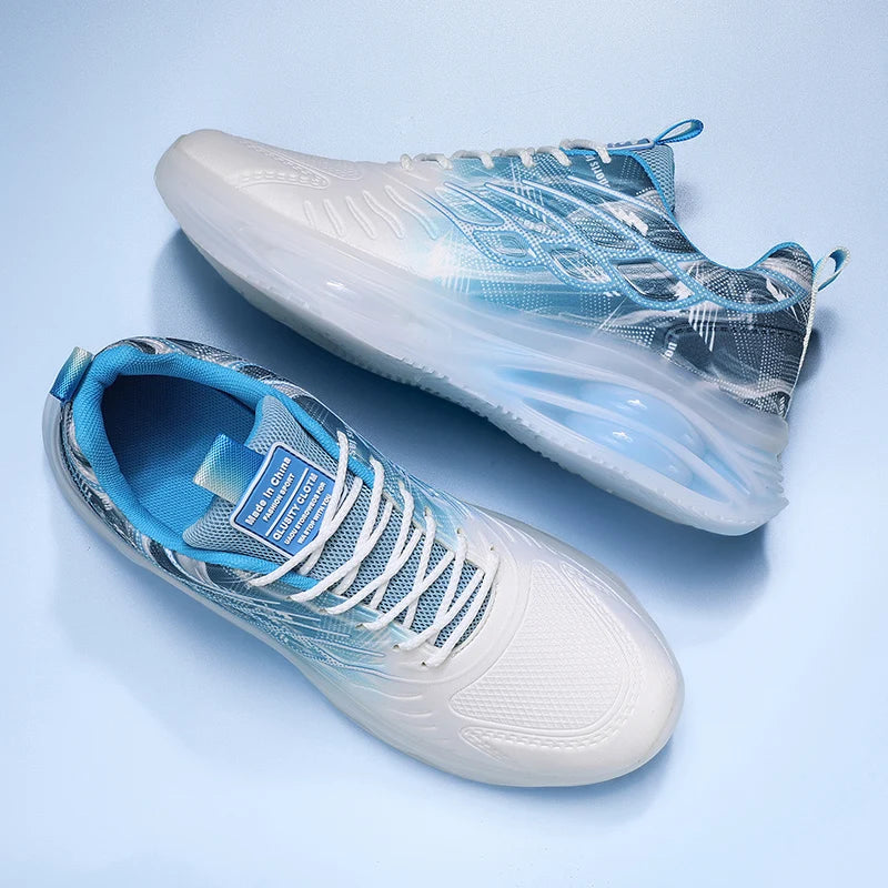 Men's Lightweight Breathable Mesh Sports Shoes PVC Sole Soft Lace-Up Spring Summer Running Walking Fashionable Style