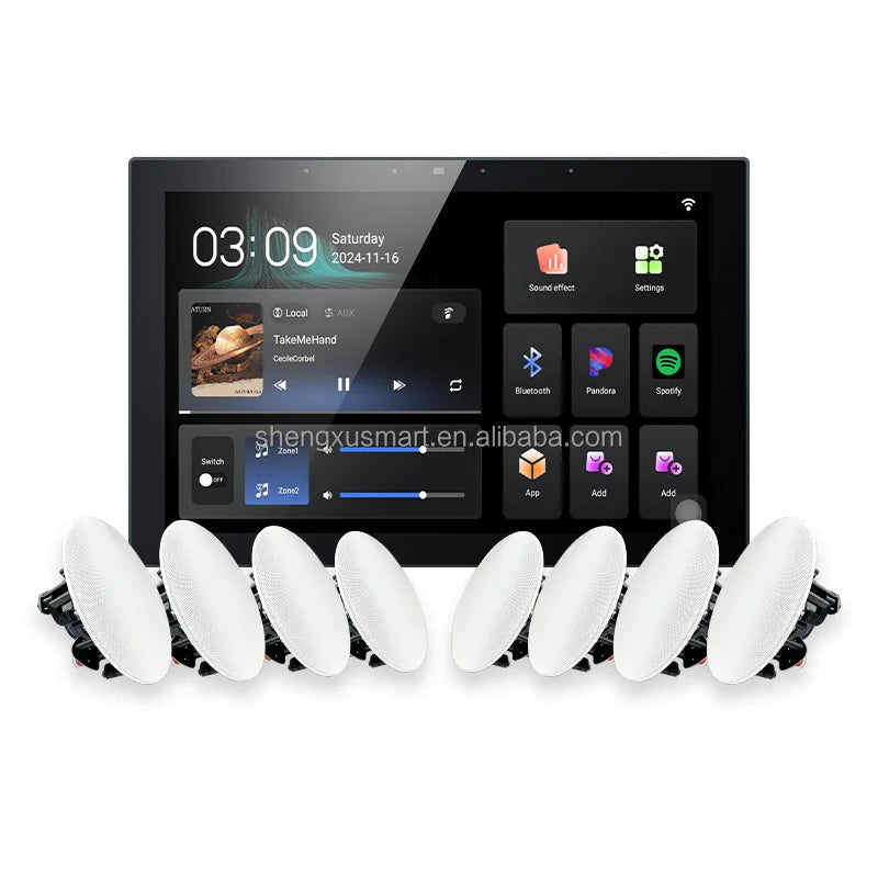 10-Inch BT Smart Home Audio System Wall Amplifier Panel  Music Controller WIFI Wall Home Theater Systems