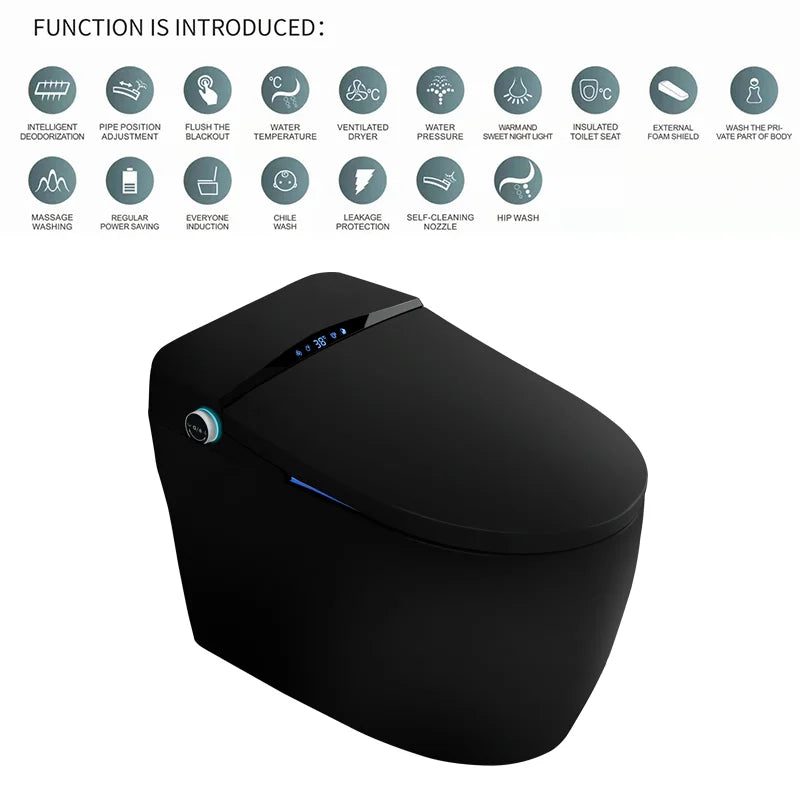 Automatic flushing without water tank integrated black electronic intelligence