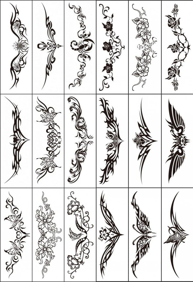 18pc/Lot Temporary Tattoo for Women Sexy Waist and Abdomen Concealer Body Art Temptation Long Totem Waterproof Tattoo Stickers