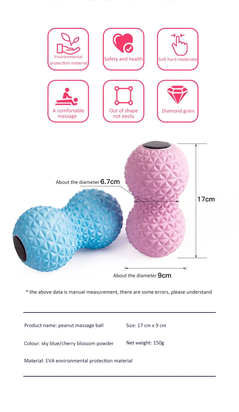 EVA Peanut Massage Ball Double Lacrosse Massage Ball Mobility Ball for Physical Therapy Deep Tissue Massage Tool Back Hand Foot