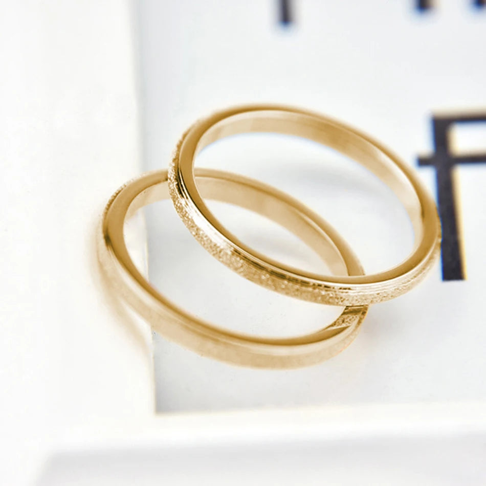Scrub Glitter Rings Stainless Steel Fashion for Women Simple 2MM/3MM/5MM Width 14K Gold Color Engagement Eternity Band Rings
