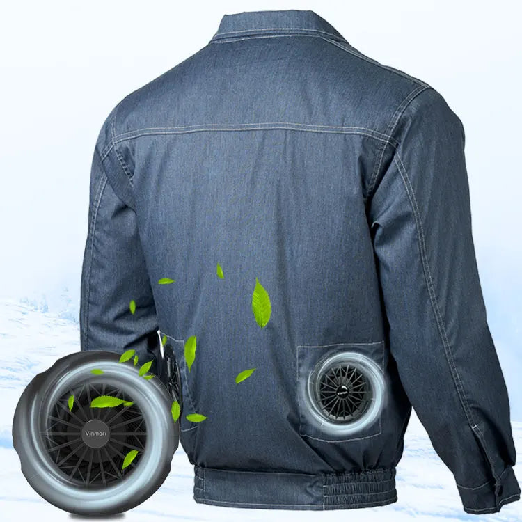 Worker Wear 5V Bank Power Air Cooling Air Conditioning Jacket for Denim Uniforms
