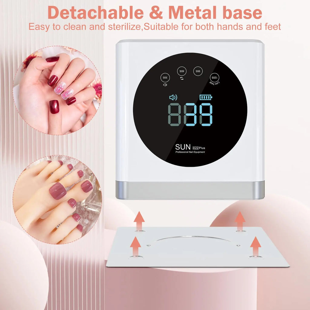 2024 New Arrival 72W Pro Cure Wireless Dual Light Rechargeable Cordless Uv Led Gel Dryer Nail Lamp for Salon Manicure