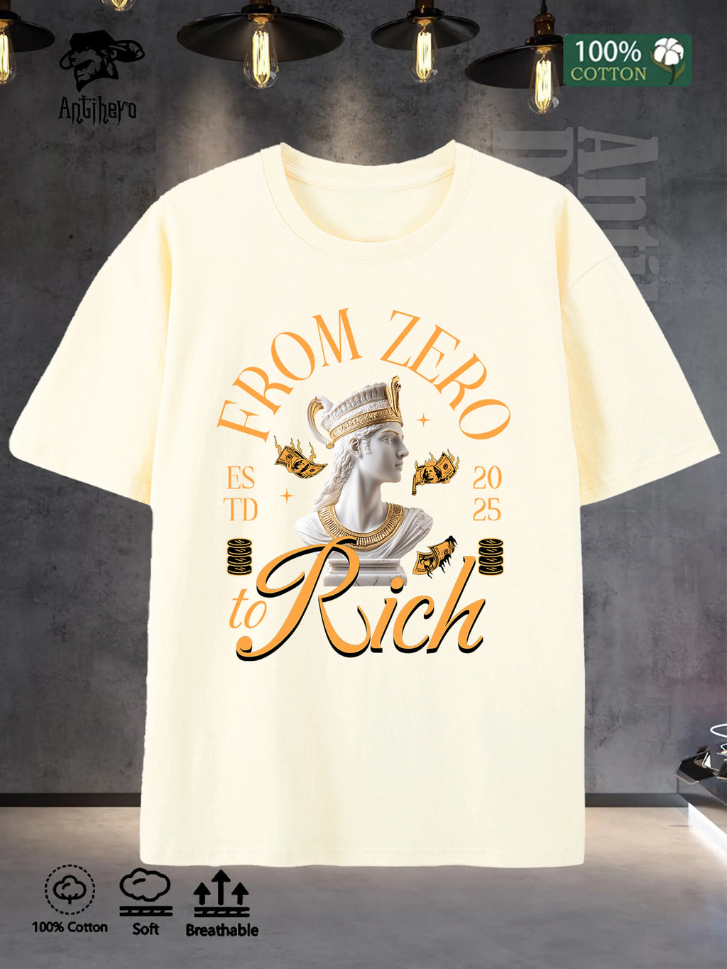 2025 New Style Men's Cotton Tee Oversize Fit 100% Pure Comfortable Street Fashion USA Warehouse