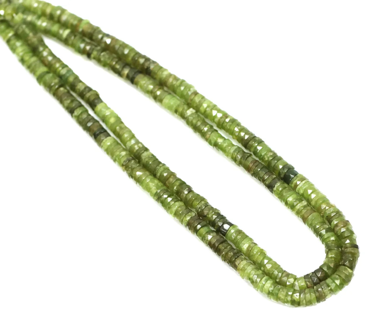 Wholesale RADHIKA GEMS 'N' BEADS Vessonite Gemstone Heishi Beads 100% Natural AAA Shaded Olive Faceted Tyre Shaped 16" Length
