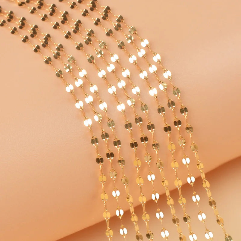NYMPH Real 18K Yellow Gold Necklace 18-inch Pure AU750 Pendant Chain For Women Fine Wedding Jewelry X320