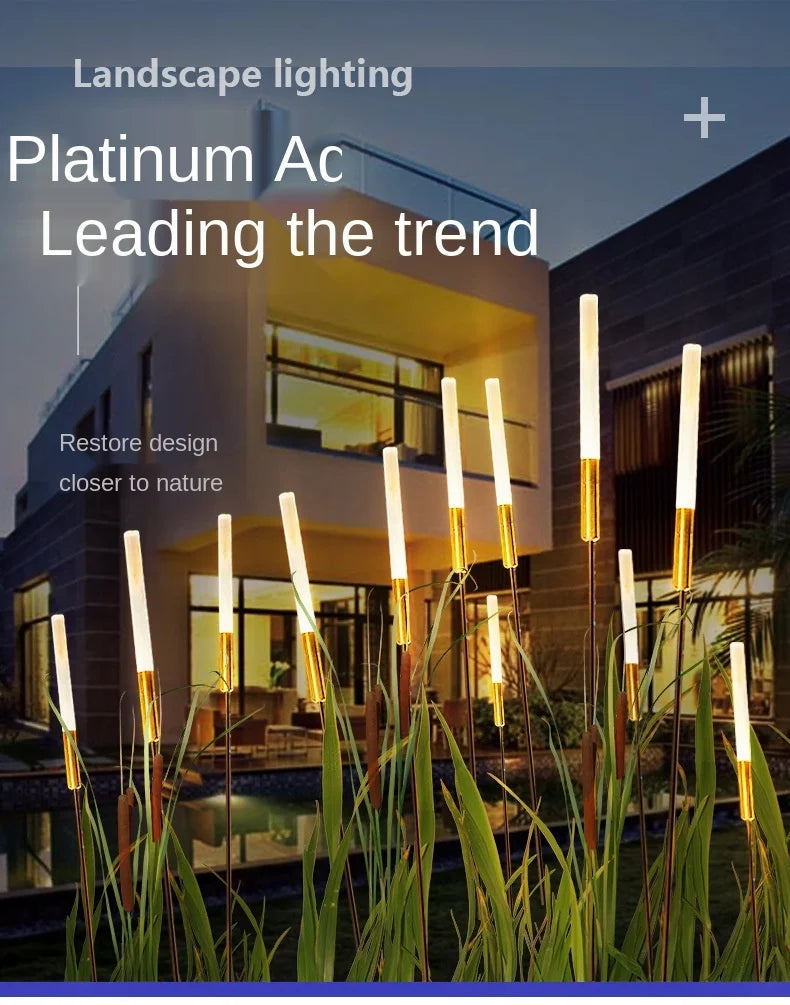 Solar reed lights, outdoor waterproof garden lights, outdoor landscape lights, decorative lights, park lawn lights