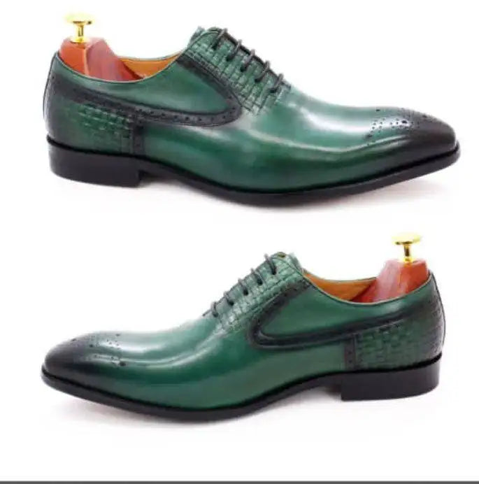 F83-X004 New Arrivals Dress Shoes Oxfords Casual Shoes for Men Retro Double Button Genuine Leather Shoes for Men