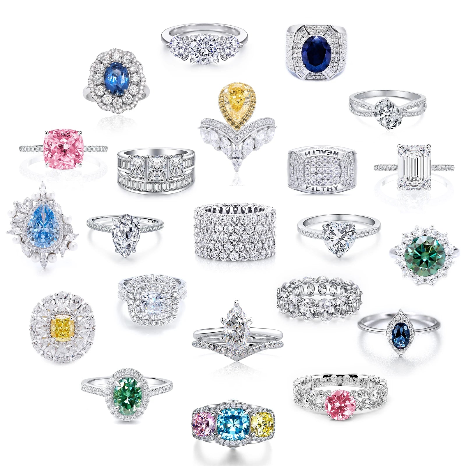 Wholesale Custom Solid Silver & 925 Sterling Women's Engagement Rings with Moissanite for Weddings