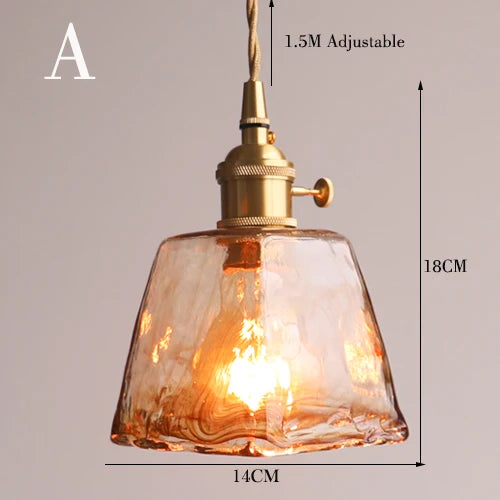 Modern Brass Glass Pendant Lamp - Kitchen Island Hanging Chandelier for Dining Room, Living Room & Bedroom Ceiling Lighting
