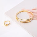 011857 Women Fashion Bracelet Ring Sets Cubic Zircon Bangle Rings Set for Women Cuff Design Jewelry Set for Party Daily Life