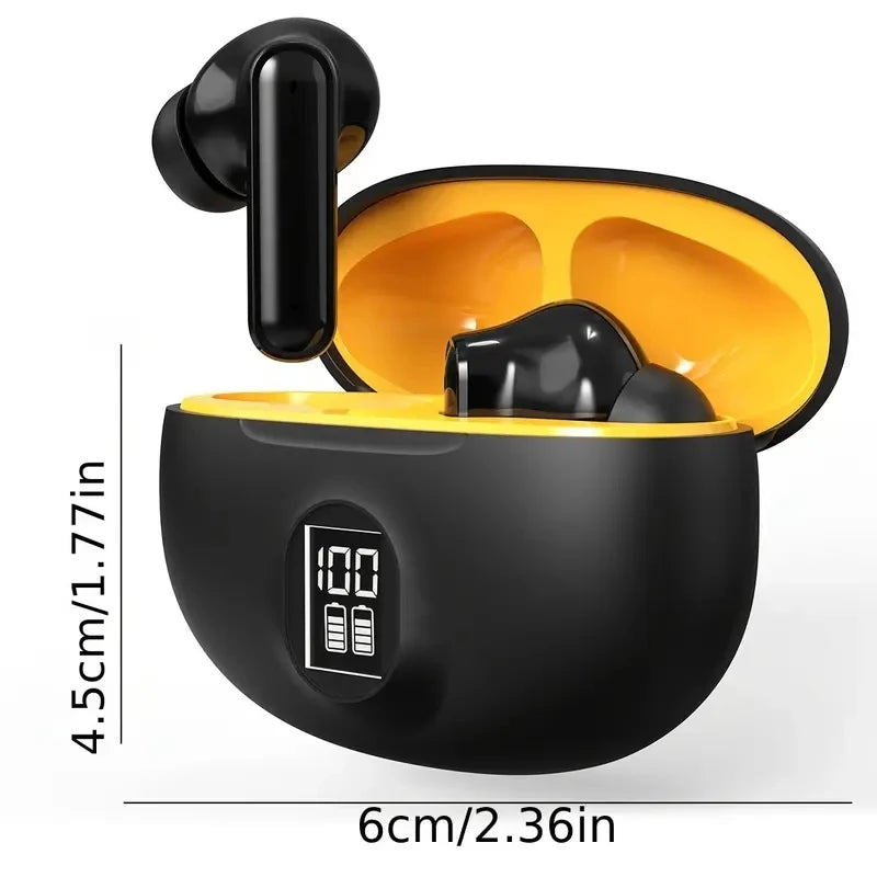 Type-C Fast Charging Wireless Earphones with Digital Display 20 Hours Battery Life IPX-6 Waterproof Hi-Fi Sound Touch Control