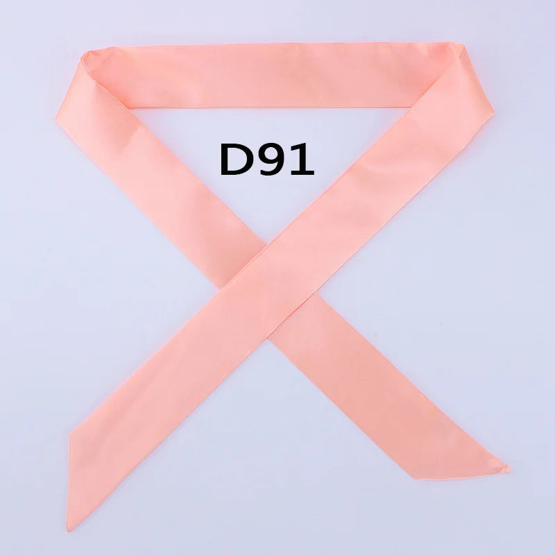 Hot Fashion New Twill Emulation Silk Solid Bag Scarf Women Small Scarf Ribbon Handbag Hair Long Shawl Bandana Luxury Head Scarf