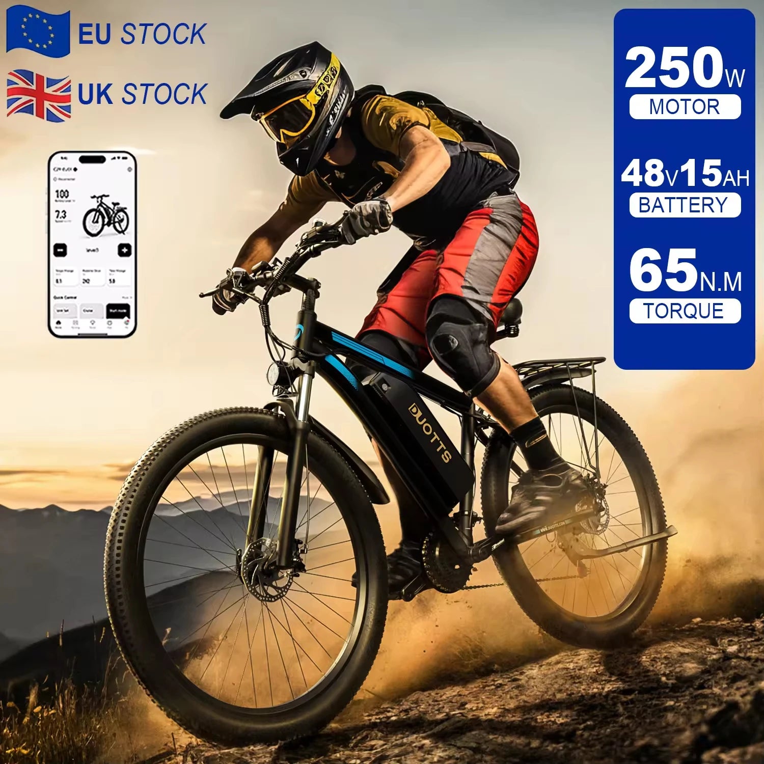 Duotts C29 21-Speed Off-Road City E-Bike with Full Aluminum Frame Shock Absorbers Brushless 250W 65nm Dual Lithium Batteries