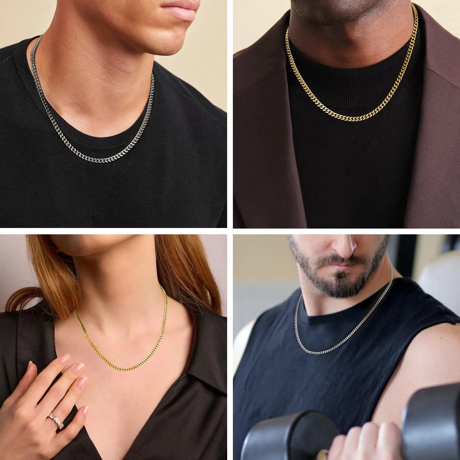 USA Local Fast Shipping 14K Gold Plated Cuban Link Chain 3mm 5mm Women Stainless Steel Waterproof Jewelry Men Miami Necklace