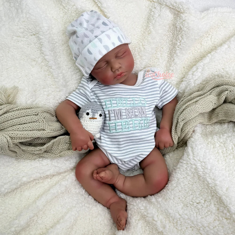Lifelike Real Touch Silicone Reborn Dolls 20" Open Mouth LouLou Soft Full Body Newborn Realistic Details Gift for Baby Shower