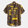 New Cotton Mens Shirt Ethnic Print Vintage Short Sleeve Streetwear Tops Tess Loose Male Beachwear Holiday Hawaiian Shirts