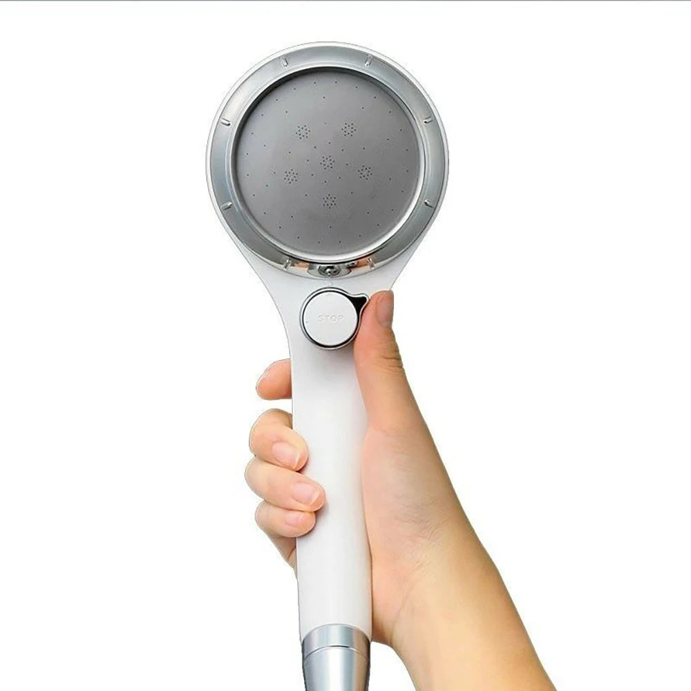 White Handheld Shower Head With On/Off Switch,Shower Handle With A Shut Off Switch And Button Of Adjusting Water