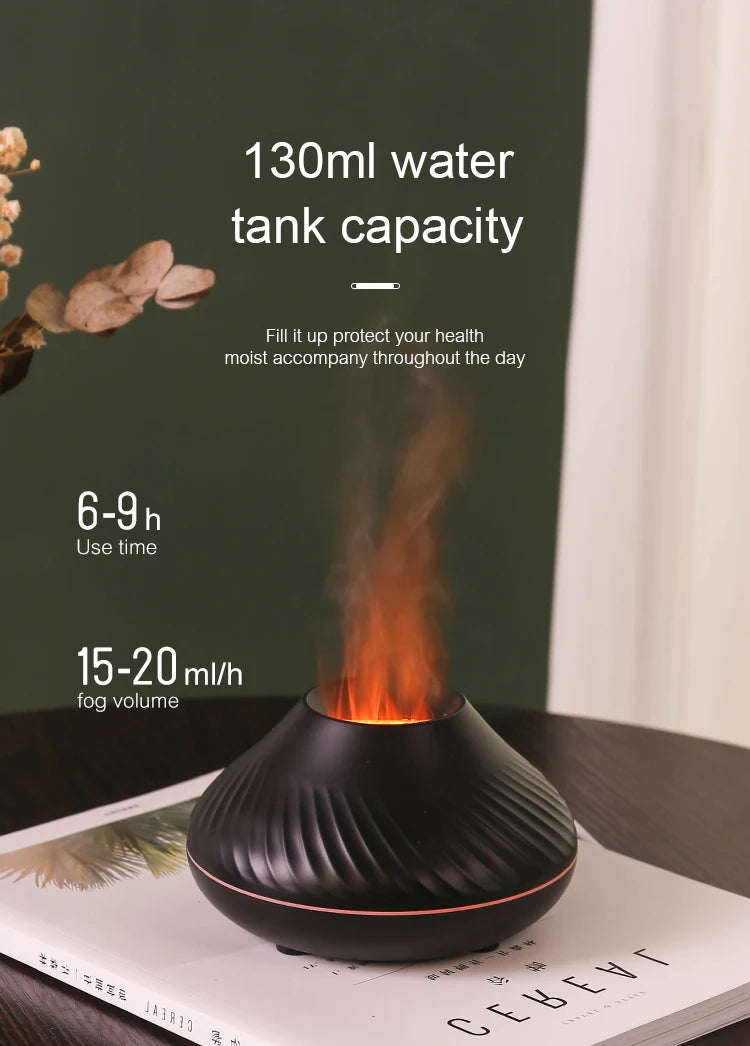Aroma  Essential Oils Diffuser Air Essential Oil Ultrasonic USB Humidifier Sale Fire Flame Humidifier