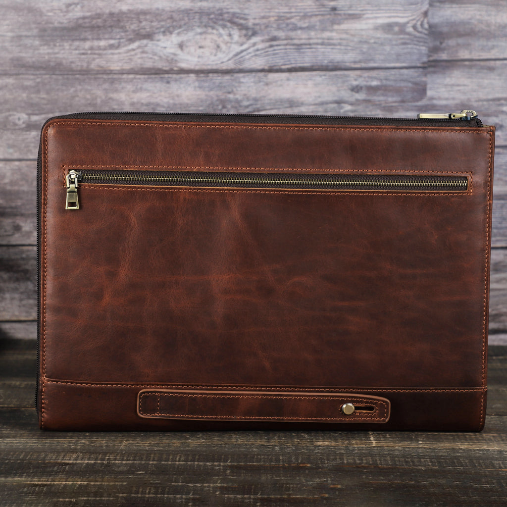 Premium 14 Inch Genuine Leather Laptop Sleeve for Macbook Pro 2021 Customizable Size & Logo CONTACTS FAMILY Brand