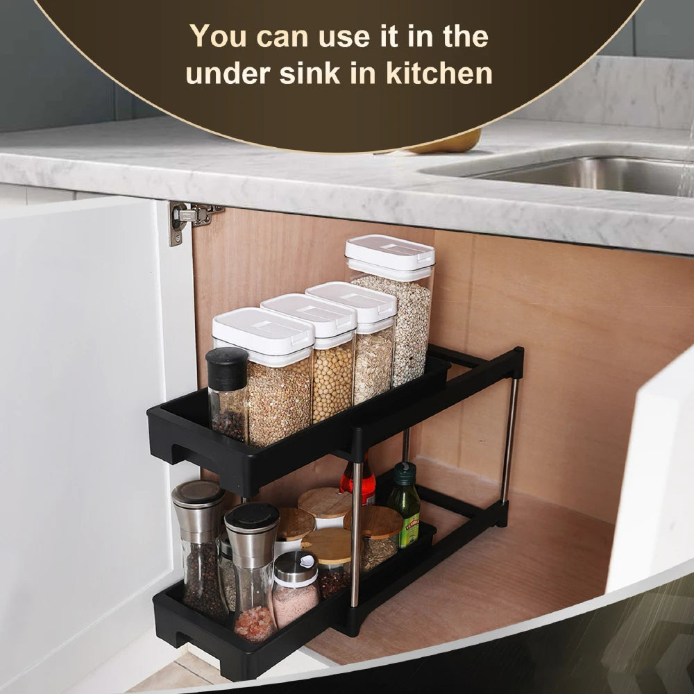 Organizers and Storage Cabinet Organizers and Storage Pull Out Drawers 2 Hooks Black
