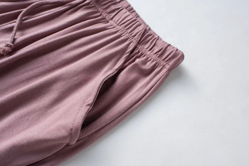 2026 Summer New Pajama Set Women's Modal Short Sleeve Shorts Two Piece Set Ladies Solid Loose Large T-shirt Homewear Women Shirt