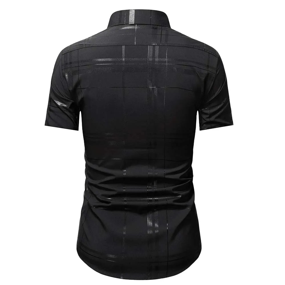 Summer Business Social Chemise Homme Casual Party Short Sleeve Striped Shirt Men Dress Luxury Button Up Fashion Mens Clothes