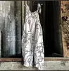 S-3XL Summer Women's New Sweet Small Fresh Print Retro Wide Leg Jumpsuit Printed Floral Cami Jumpsuit