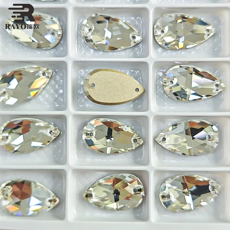 Super Shiny Multi-Color Glass Stone Sew-On Rhinestones for Evening Dress Necklace Earrings Bag Shoes-Special Shape Technique