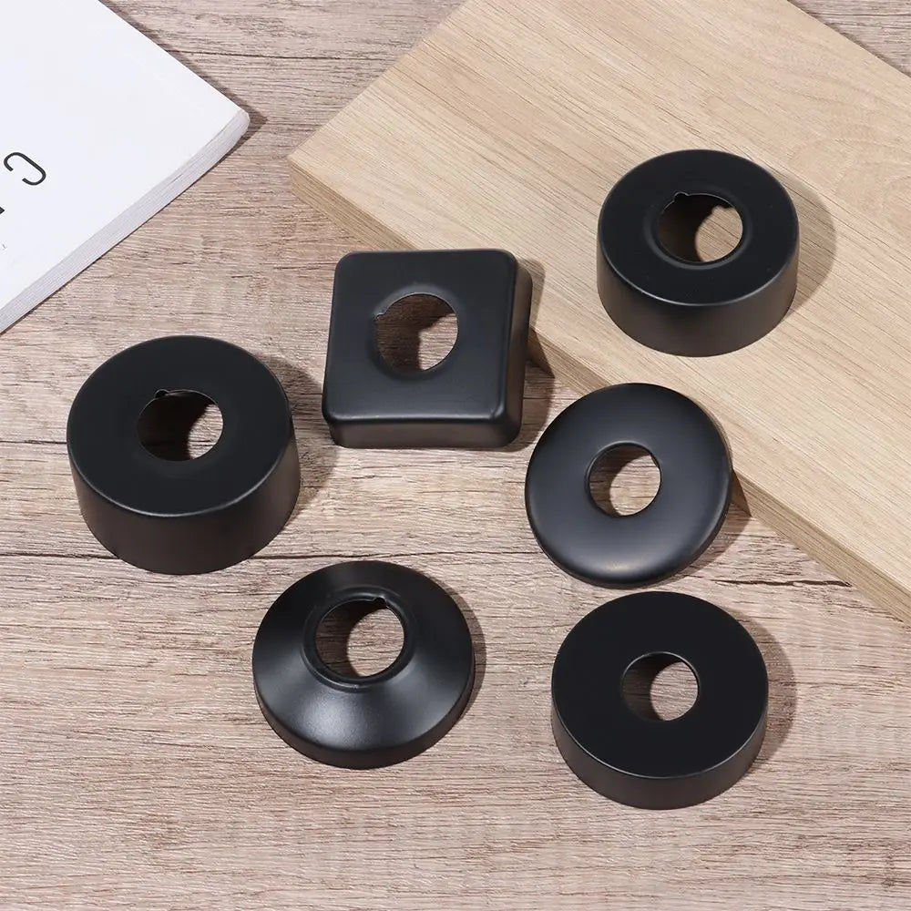 Black Shower Faucet Decorative Cover Chrome Finish Stainless Steel Wall Flange Water Pipe Wall Covers Bathroom Faucet Accessory