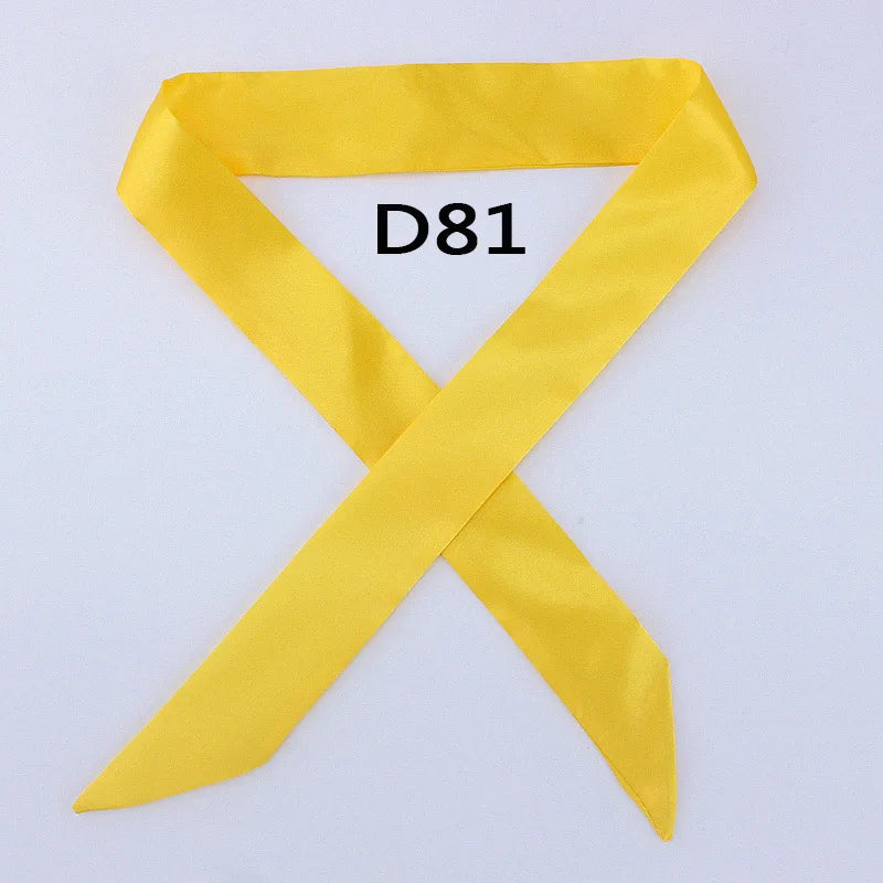 Hot Fashion New Twill Emulation Silk Solid Bag Scarf Women Small Scarf Ribbon Handbag Hair Long Shawl Bandana Luxury Head Scarf