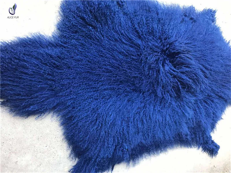 Long Hair Curly Real Mongolian Tanned Sheep Fur Pelt for Garment Use