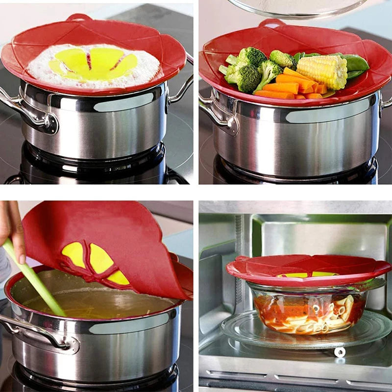 Silicone lid Spill Stopper Cover Pot Pan Cover  Kitchen Accessories Flower Shape Cookware Cooking Tools Kitchen Gadgets