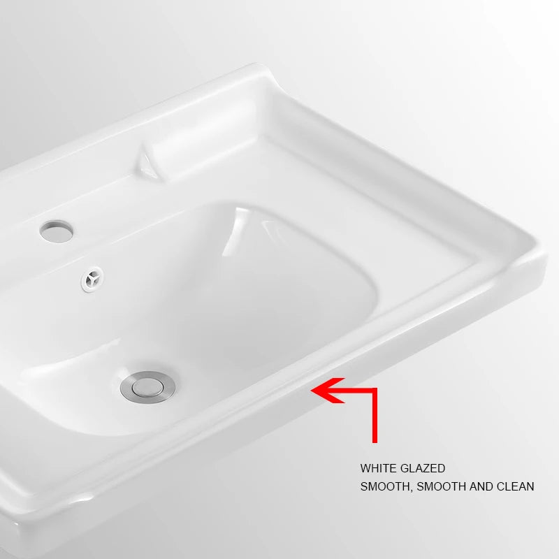 Modern Classic Rectangular Single-Hole Faucet Mount Lavatory Sink Solid Surface Washbasin Single-Hole Faucet Bathroom Vanity