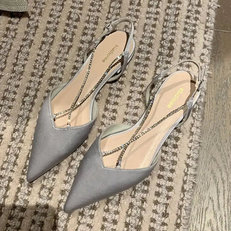 Chain Designer Size Pumps Fashion Elegant Slingback Style Official Shoes Women's Flats