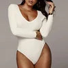 Women's Sexy Bodycon Jumpsuit Bodysuit Ladies V-Neck Romper Tops Knitted Nylon with Winter Print Pattern Plus Size