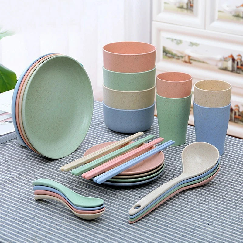 Household Cup, Plate, Single Pack Cereal Bowl, Fruit Fork, Gift Tableware, Rice Bowl, Eco - friendly Wheat Straw Plastic Bowl
