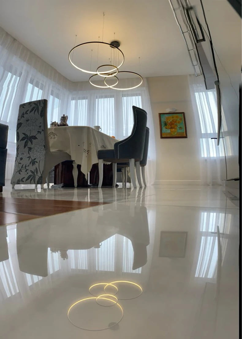 New Modern LED Chandelier for Living Room Bedroom Dining Room Aluminum Ring Indoor Pendant Chandelier Lamp Lighting