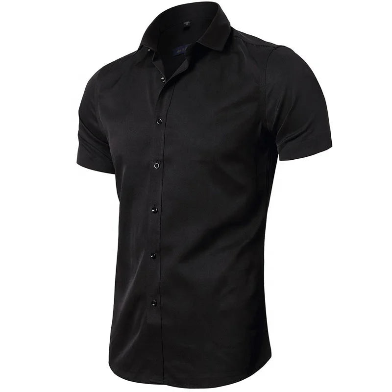 Mens Summer Official Solid White Color Regular Fit Organic Cotton Short Sleeve Casual Social Stylish Clothing Shirts for Men