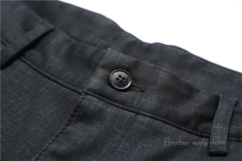 Winter New Men's Warm Casual Pants Business Fashion Fleece Thick Plaid Trousers Office Stretch Pants Male Brand Clothing