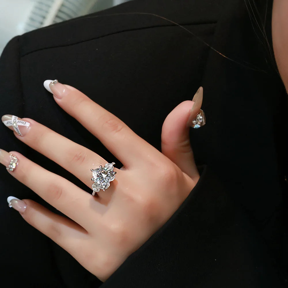 Fashion S925 Sterling Silver 12*12mm Heart Shape Stone Cz Cubic Zirconia Luxury Wedding White pink Diamond Rings for Women