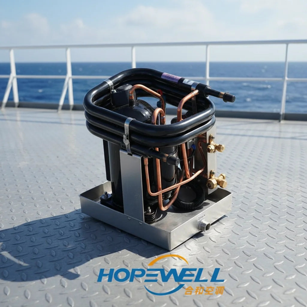 220V 110V Self-Contained Split-Type R-410A Low Noise Marine Air Conditioner 10000-48000BTU for Yacht Boat. Compact Unit