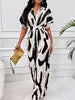 2025 Fashion Spring Summer New High Waist Short Sleeve Jumpsuits Wide Leg Pants Overalls Women's Printed Summer Loose Jumpsuit