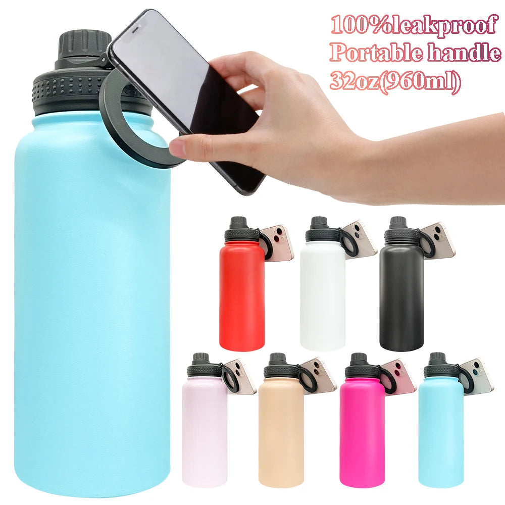 1 Pack USA Warehouse RTS Rose Red Copper Plated 32oz Stainless Steel Water Bottle with Magnetic Rings for Laser Engrave