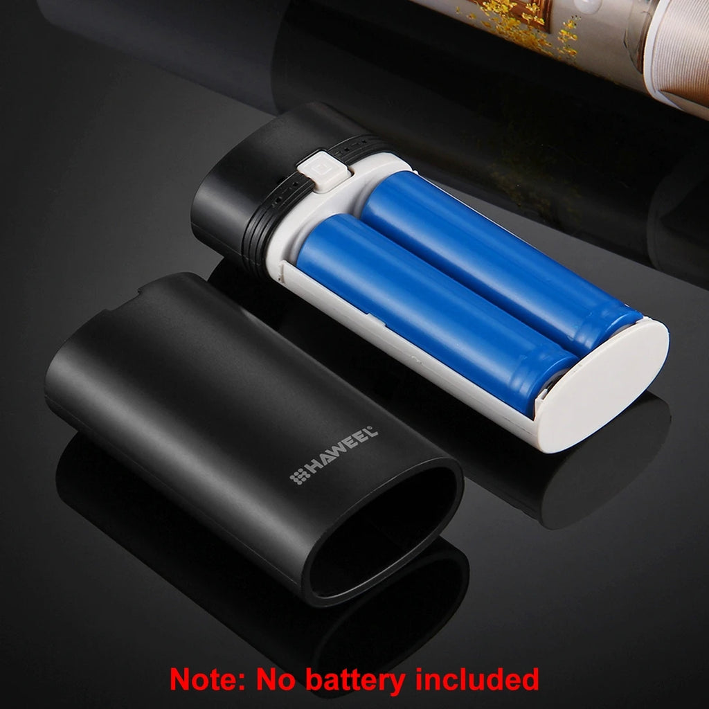 Factory Direct Sale HAWEEL DIY 2x 18650 Battery (Not Included) 5600mAh Power Bank Shell Box with USB Output & Indicator(Black)