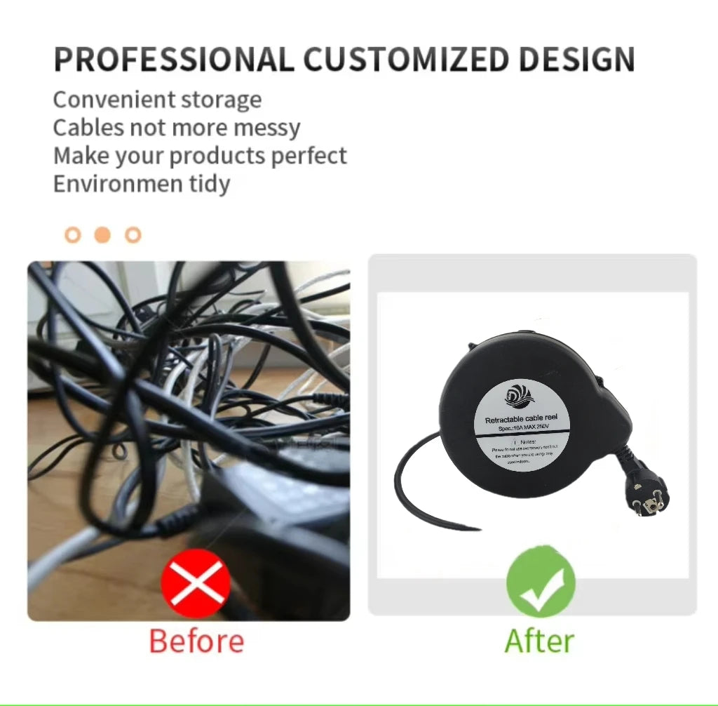 Small Cable Retractor, Retractable Power Cable Reel for Barber Shop